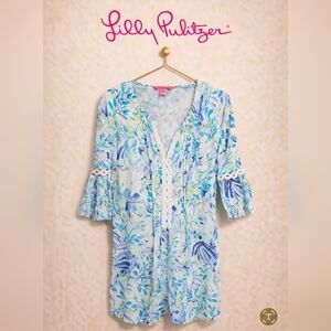 Lilly Pulitzer Blue and Green Floral Dress